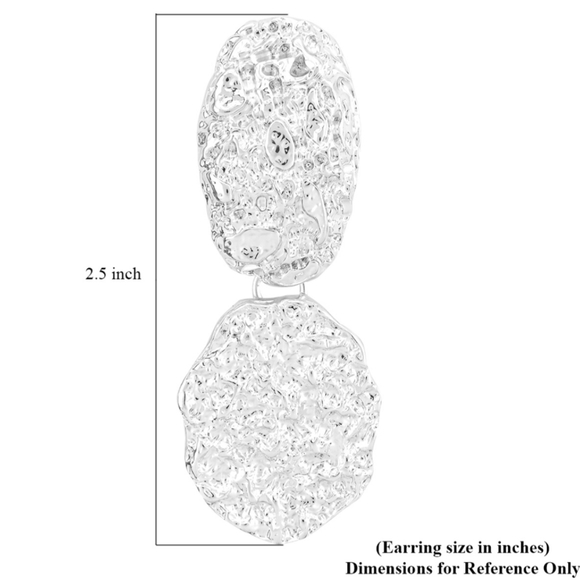 Andante Textured Oval Drop Earrings in Silvertone - Picture 4 of 5